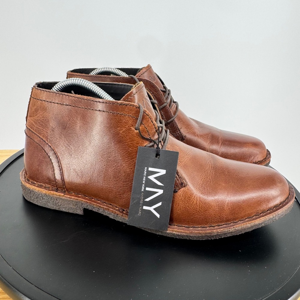 NWT Marc New York Andrew Marc Mens Brown Leather Chukka Desert Boots Mens 9